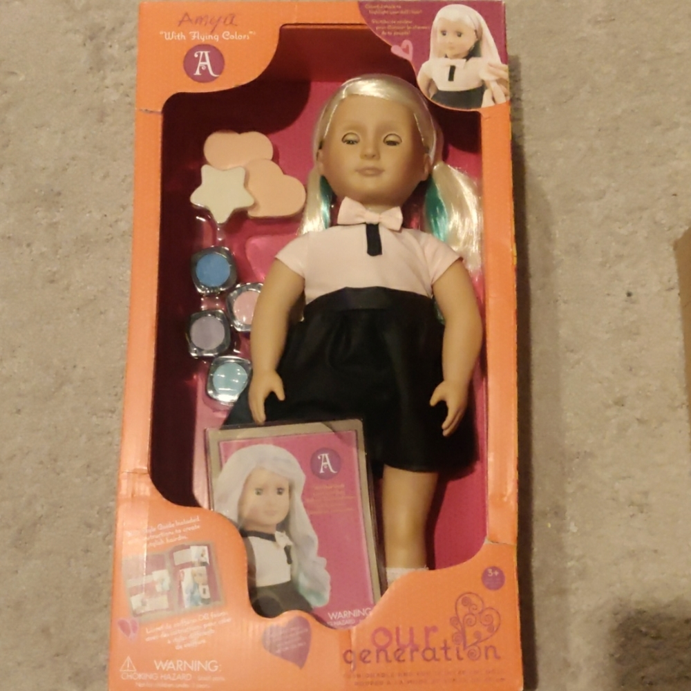NEW!Our generation 18" Doll Deco Amya Fashionable Fun Hair Style Guide Y2K
